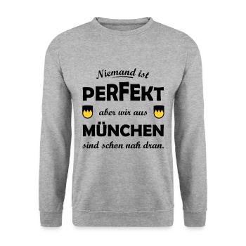 Parfait de Munich - Sweat-shirt Unisexe - gris chiné - Devant - Alina (178cm) & Michal (187cm)