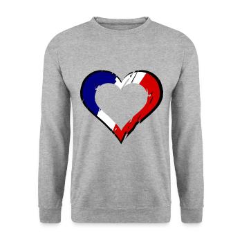 Un cœur pour la France - Sweat-shirt Unisexe - gris chiné - Devant - Alina (178cm) & Michal (187cm)