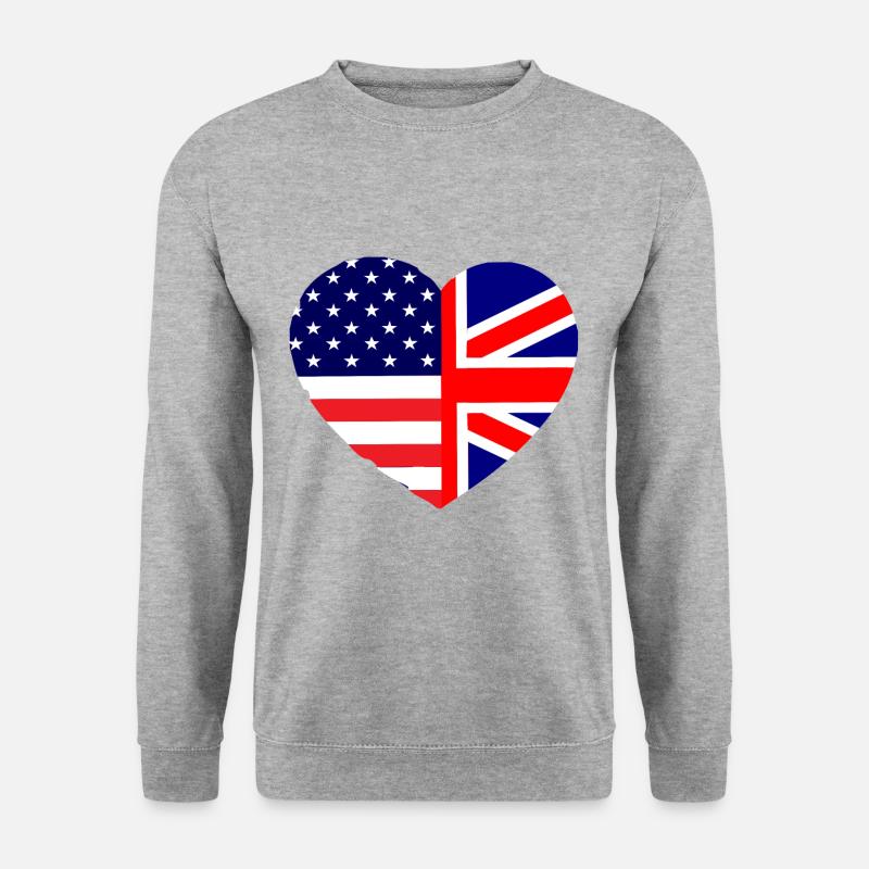 Britisch Amerikanische Liebe - Unisex Pullover - Weißgrau meliert