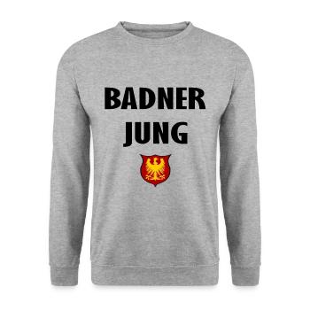 Badner Junge - Unisex Pullover - Weißgrau meliert - Vorne - Alina (178cm) & Michal (187cm)