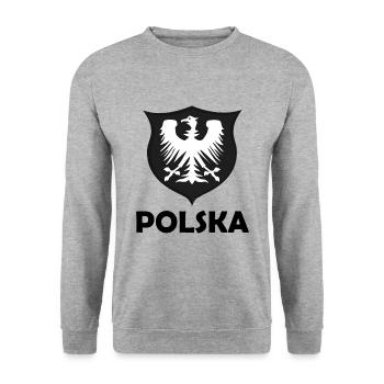 Les fans de Polska - Sweat-shirt Unisexe - gris chiné - Devant - Alina (178cm) & Michal (187cm)
