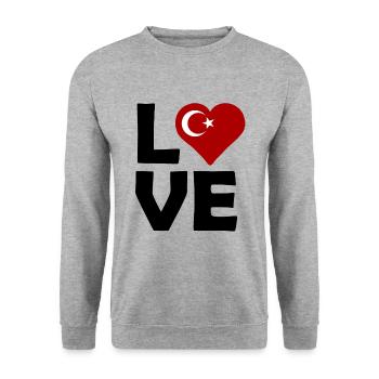 Türkische Liebe - Unisex Pullover - Weißgrau meliert - Vorne - Alina (178cm) & Michal (187cm)