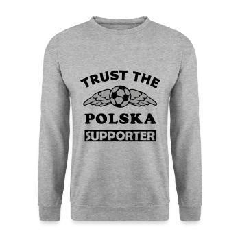 Fans de Pologne - Sweat-shirt Unisexe - gris chiné - Devant - Alina (178cm) & Michal (187cm)