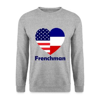 L’Américain Français - Sweat-shirt Unisexe - gris chiné - Devant - Alina (178cm) & Michal (187cm)