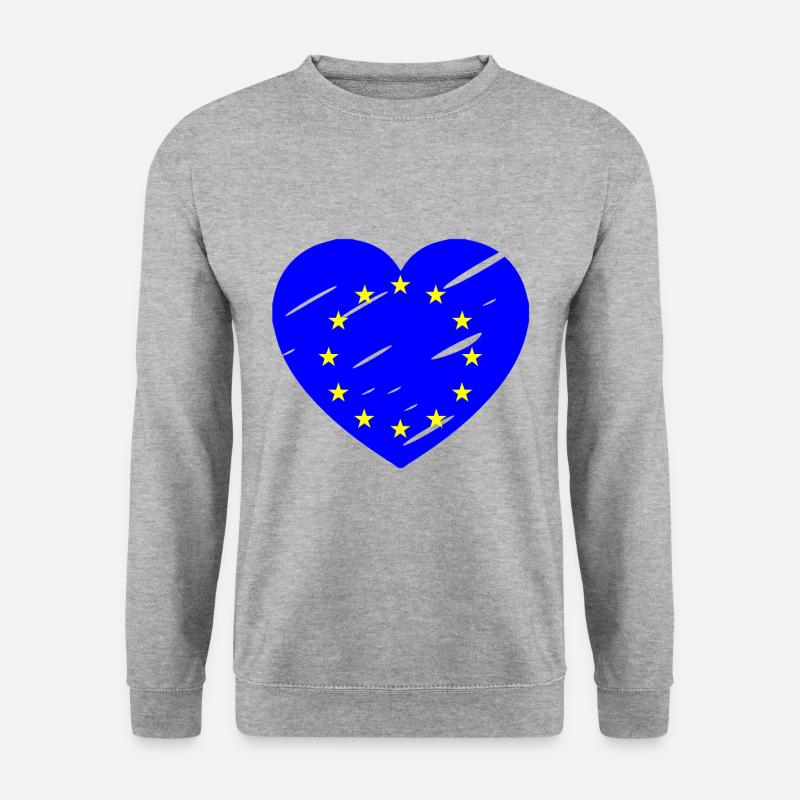 Europa Herz - Unisex Pullover - Weißgrau meliert