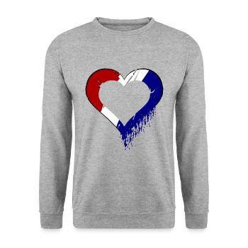 Holländische Liebe - Unisex Pullover - Weißgrau meliert - Vorne - Alina (178cm) & Michal (187cm)