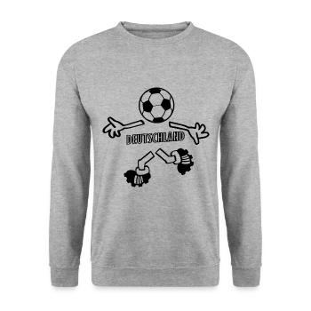 Deutscher Fußball Spieler - Unisex Pullover - Weißgrau meliert - Vorne - Alina (178cm) & Michal (187cm)