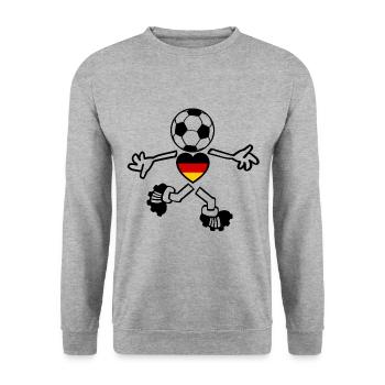 Ein Herz für den deutschen Fußball - Unisex Pullover - Weißgrau meliert - Vorne - Alina (178cm) & Michal (187cm)