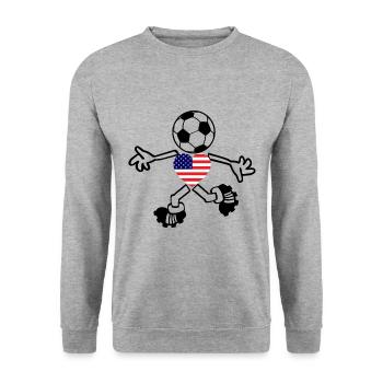 Die USA Fußballer - Unisex Pullover - Weißgrau meliert - Vorne - Alina (178cm) & Michal (187cm)