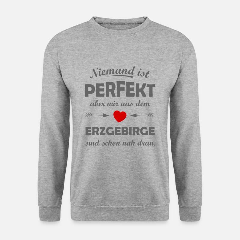 Perfekt aus dem Erzgebirge - Unisex Pullover - Weißgrau meliert