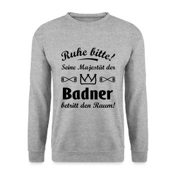 Ruhe für den Badenser - Unisex Pullover - Weißgrau meliert - Vorne - Alina (178cm) & Michal (187cm)