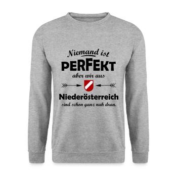 Daheim in Niederösterreich - Unisex Pullover - Weißgrau meliert - Vorne - Alina (178cm) & Michal (187cm)