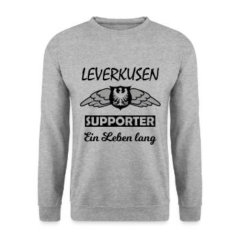 Leverkusen City - Unisex Pullover - Weißgrau meliert - Vorne - Alina (178cm) & Michal (187cm)