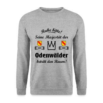 Der König aus dem Odenwald - Unisex Pullover - Weißgrau meliert - Vorne - Alina (178cm) & Michal (187cm)