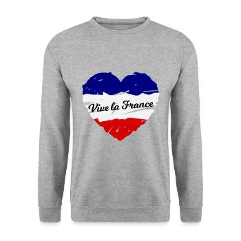 Das schöne Frankreich - Unisex Pullover - Weißgrau meliert - Vorne - Alina (178cm) & Michal (187cm)