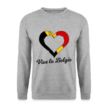 Vive les Belges - Sweat-shirt Unisexe - gris chiné - Devant - Alina (178cm) & Michal (187cm)