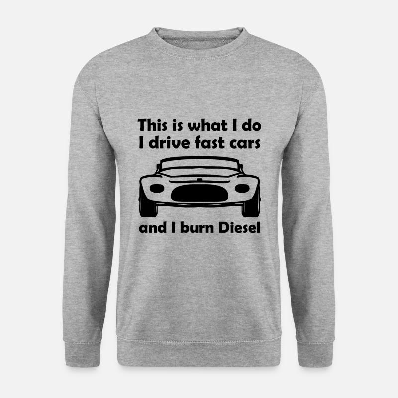 Die Diesel Auto Fahrer - Unisex Pullover - Weißgrau meliert