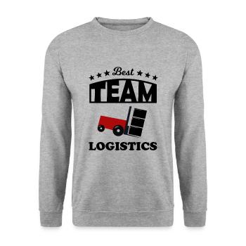 Das beste Transport Team - Unisex Pullover - Weißgrau meliert - Vorne - Alina (178cm) & Michal (187cm)