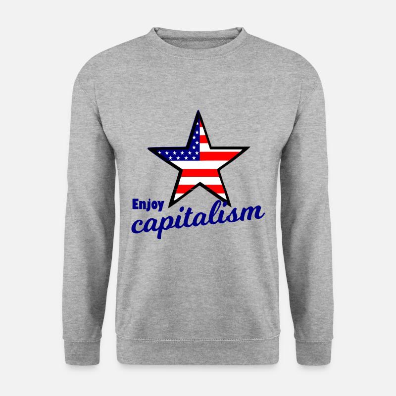 Amerika und Kapitalismus - Unisex Pullover - Weißgrau meliert
