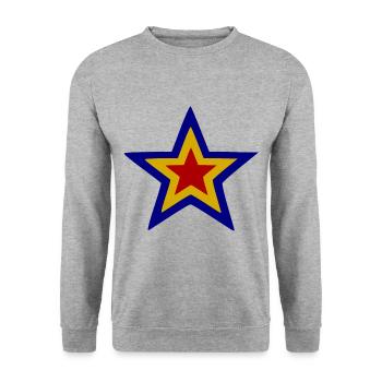Der Rumänische Stern - Unisex Pullover - Weißgrau meliert - Vorne - Alina (178cm) & Michal (187cm)