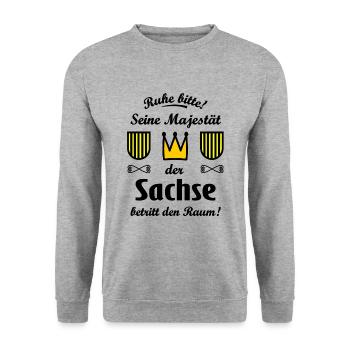 Seine Majestät der Sachse - Unisex Pullover - Weißgrau meliert - Vorne - Alina (178cm) & Michal (187cm)