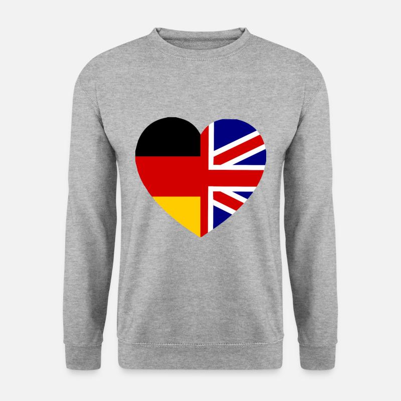 Die deutsch englische Liebe - Unisex Pullover - Weißgrau meliert