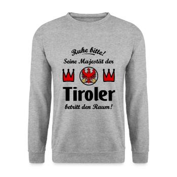 Der Tiroler König - Unisex Pullover - Weißgrau meliert - Vorne - Alina (178cm) & Michal (187cm)