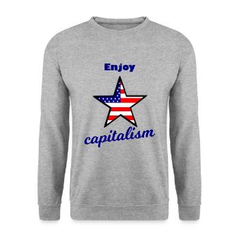 Capitaliste de Wall Street - Sweat-shirt Unisexe - gris chiné - Devant - Alina (178cm) & Michal (187cm)
