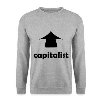 Der Investor und Kapitalist - Unisex Pullover - Weißgrau meliert - Vorne - Alina (178cm) & Michal (187cm)