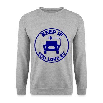 Driving an electric car - Unisex Sweatshirt - salt & pepper - Front - Alina (178cm) & Michal (187cm)