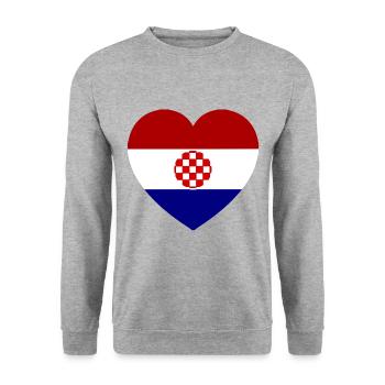 The heart of love for Croatia - Unisex Sweatshirt - salt & pepper - Front - Alina (178cm) & Michal (187cm)