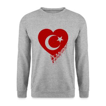 Bleeding Heart Turkey - Unisex Sweatshirt - salt & pepper - Front - Alina (178cm) & Michal (187cm)
