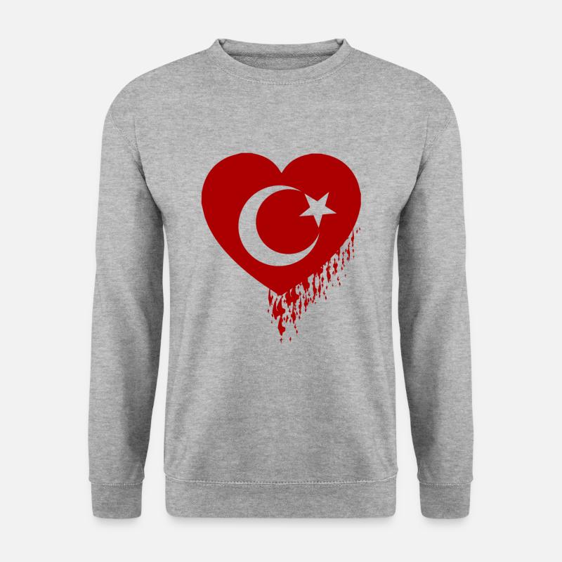 Blutendes Herz Türkei - Unisex Pullover - Weißgrau meliert