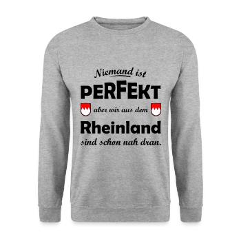 Perfekt aus dem Rheinland - Unisex Pullover - Weißgrau meliert - Vorne - Alina (178cm) & Michal (187cm)