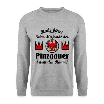 Der lustige Pinzgauer - Unisex Pullover - Weißgrau meliert - Vorne - Alina (178cm) & Michal (187cm)