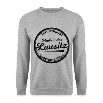 Original aus der Lausitz - Unisex Pullover - Weißgrau meliert - Vorne - Alina (178cm) & Michal (187cm)