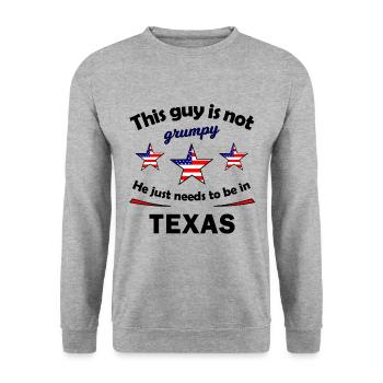 Chez vous au Texas, États-Unis - Sweat-shirt Unisexe - gris chiné - Devant - Alina (178cm) & Michal (187cm)