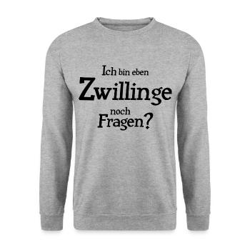 Sternzeichen Zwillinge - Unisex Pullover - Weißgrau meliert - Vorne - Alina (178cm) & Michal (187cm)