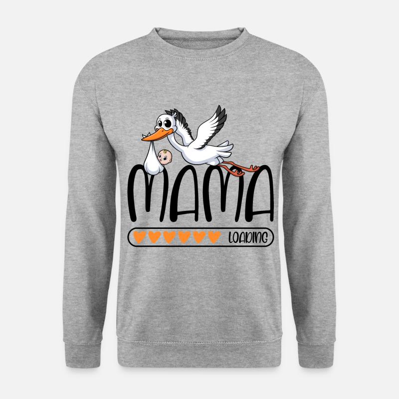 Mama loading Storch - Unisex Pullover - Weißgrau meliert