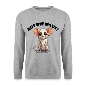 AUS DIE MAUS - Unisex Pullover - Weißgrau meliert - Vorne - Alina (178cm) & Michal (187cm)