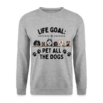 Lebensziel Alle Hunde streicheln Hundeliebe Freund - Unisex Pullover - Weißgrau meliert - Vorne - Alina (178cm) & Michal (187cm)
