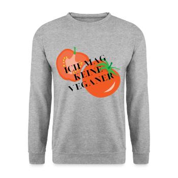 Ich mag keine Veganer - Unisex Pullover - Weißgrau meliert - Vorne - Alina (178cm) & Michal (187cm)