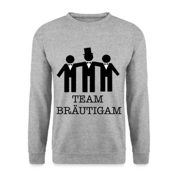 team bräutigam - Unisex Pullover - Weißgrau meliert - Vorne - Alina (178cm) & Michal (187cm)