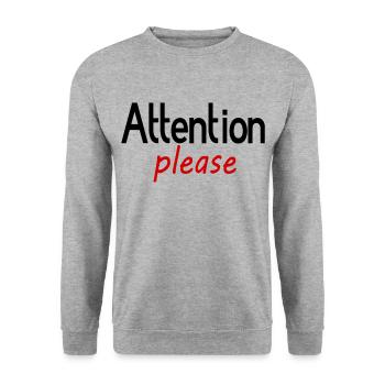 Attention s’il vous plaît - Sweat-shirt Unisexe - gris chiné - Devant - Alina (178cm) & Michal (187cm)