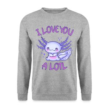 I love you a lotl Axolotl in love - Unisex Sweatshirt - salt & pepper - Front - Alina (178cm) & Michal (187cm)