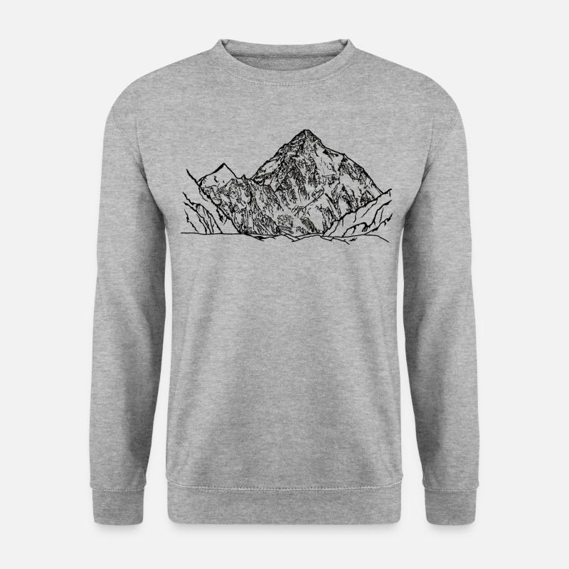 K2, Himalaya, Karakorum, Berge, Achttausender Berg - Unisex Pullover - Weißgrau meliert