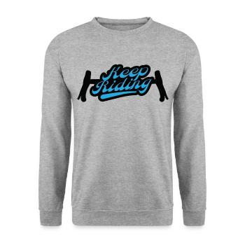 Keep Riding Design Gravelbike Lenker, Geschenk - Unisex Pullover - Weißgrau meliert - Vorne - Alina (178cm) & Michal (187cm)