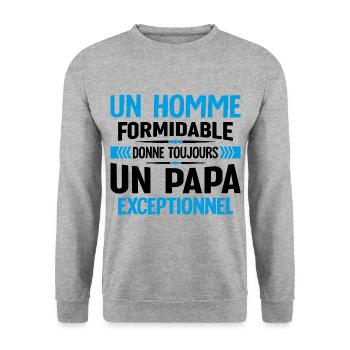Un Homme Formidable Donne Un Papa Exceptionnel - Sweat-shirt Unisexe - gris chiné - Devant - Alina (178cm) & Michal (187cm)