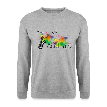 Acid Jazz Music - Unisex Pullover - Weißgrau meliert - Vorne - Alina (178cm) & Michal (187cm)