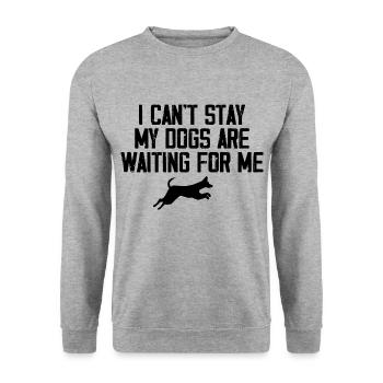 I Can't Stay My Dogs Are Waiting For Me Dog Lovers - Sweat-shirt Unisexe - gris chiné - Devant - Alina (178cm) & Michal (187cm)